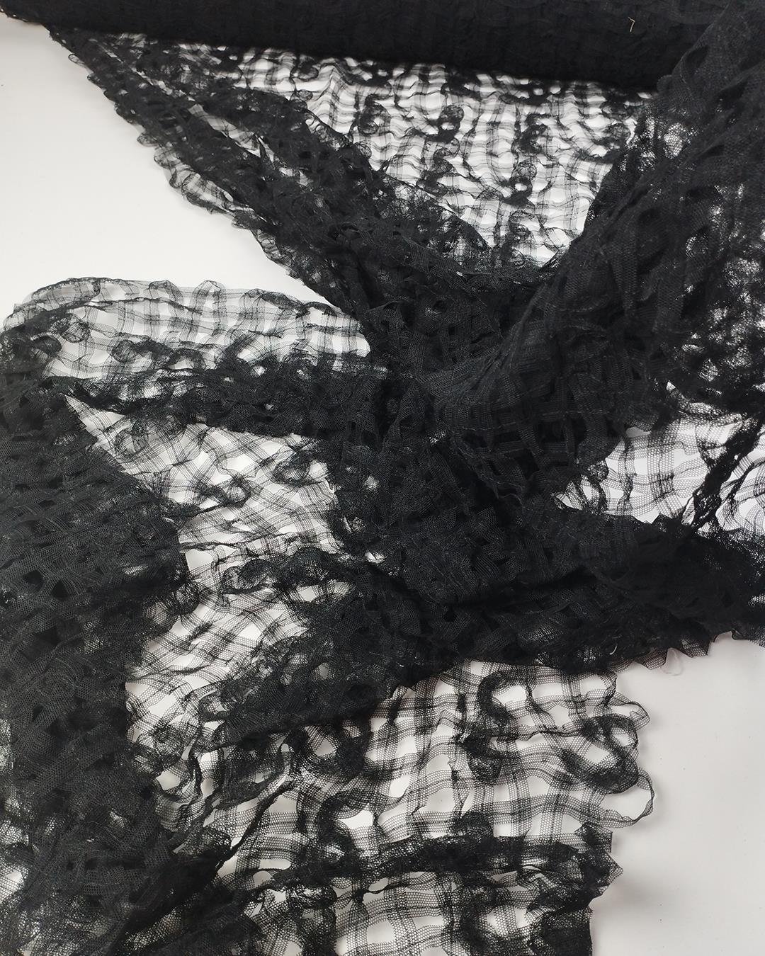TEK EN Siyah Renkte Kurdele Tül (En  70 cm x Boy  275 cm)