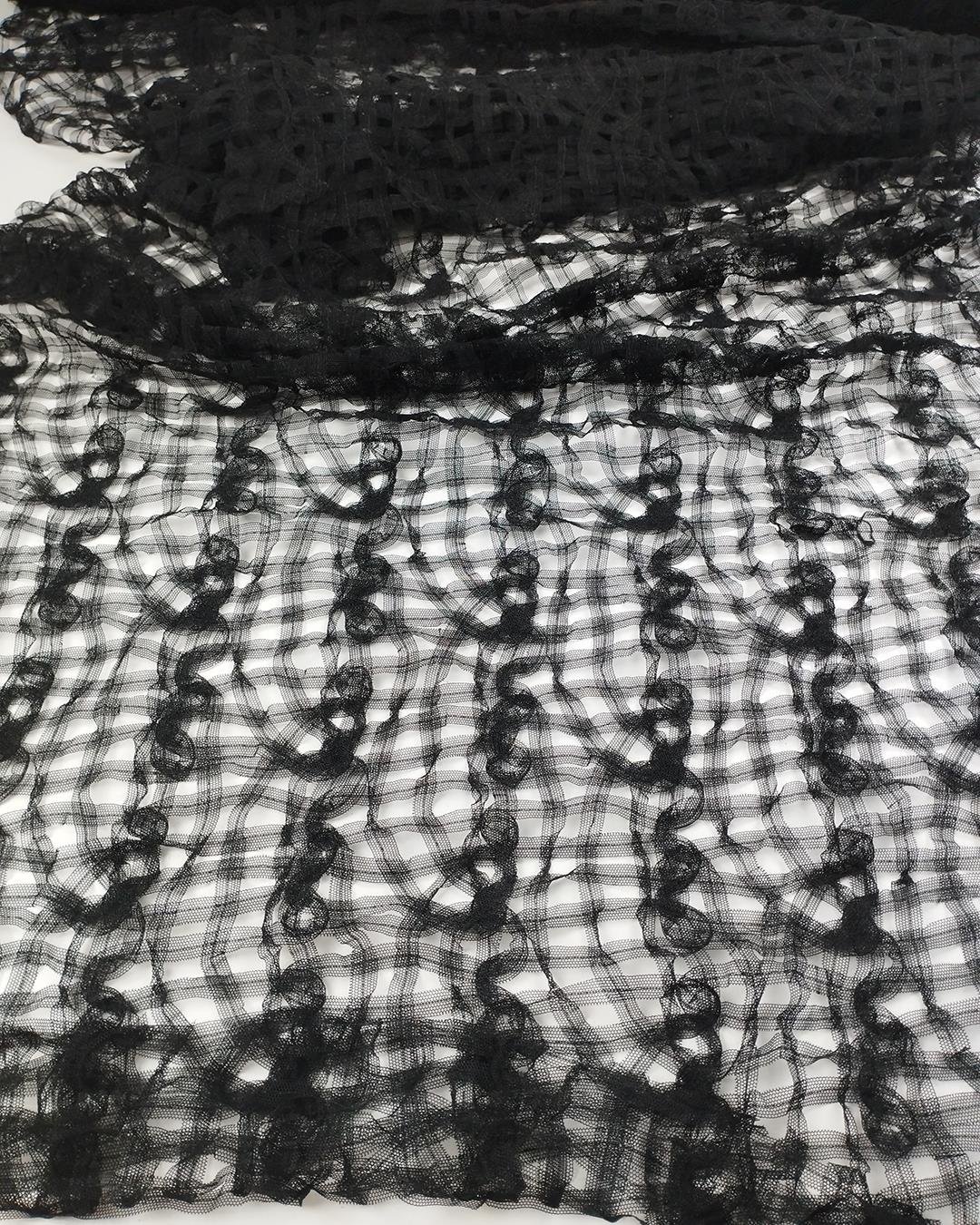 TEK EN Siyah Renkte Kurdele Tül (En  70 cm x Boy  275 cm)