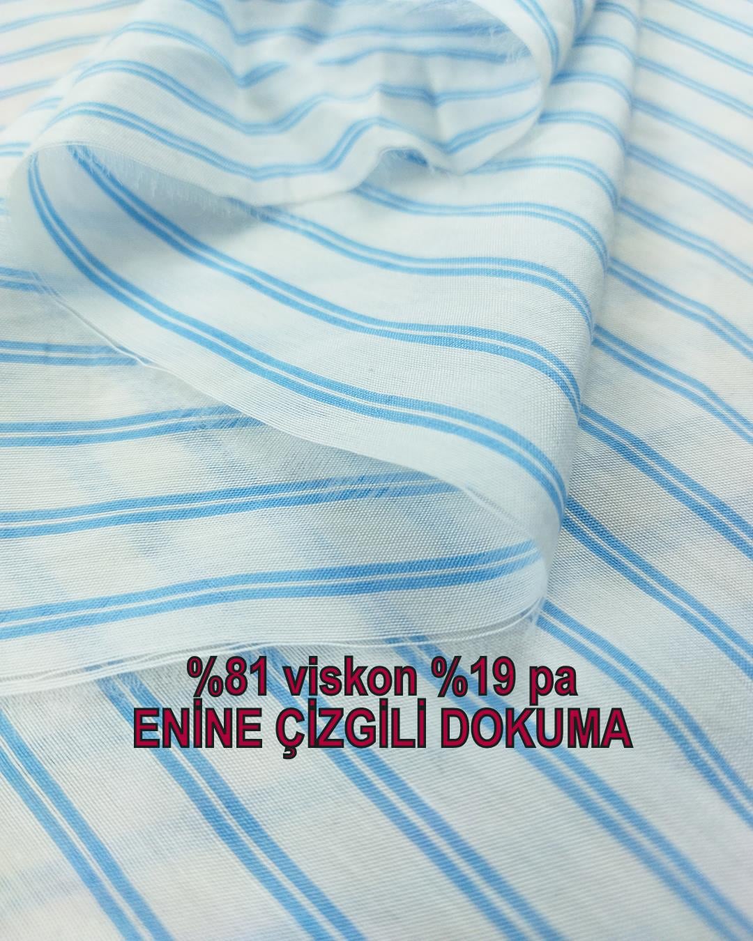 vizkon Sentetik İnce Dokuma Mavi Beyaz Enine Çizgili (En 140 cm x Boy 150 cm)