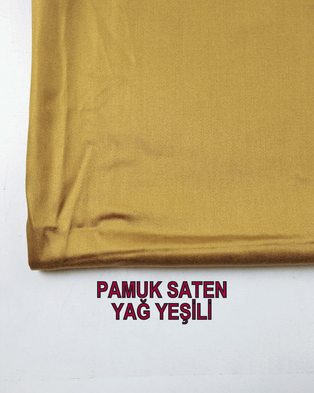 Yağ Yeşili Renkte Pamk Saten (En  140 cm x Boy  200 cm)