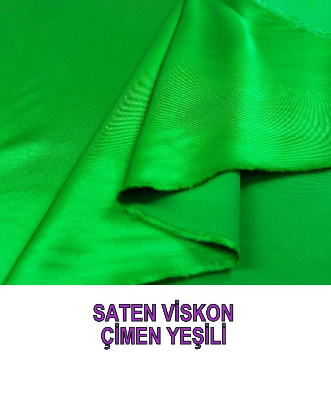 Yeşil Renkte Saten Viskon (En  120 cm x Boy  230 cm)