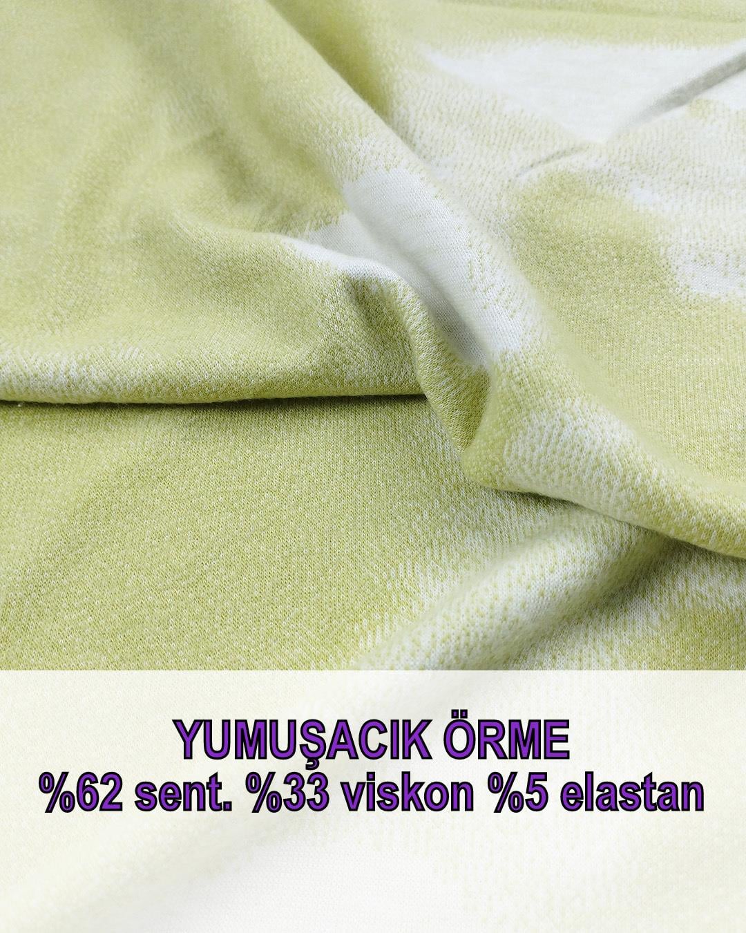 Yumuşak Örme Yeşil Ekru Renklerde (En 130 cm x Boy 125 cm)