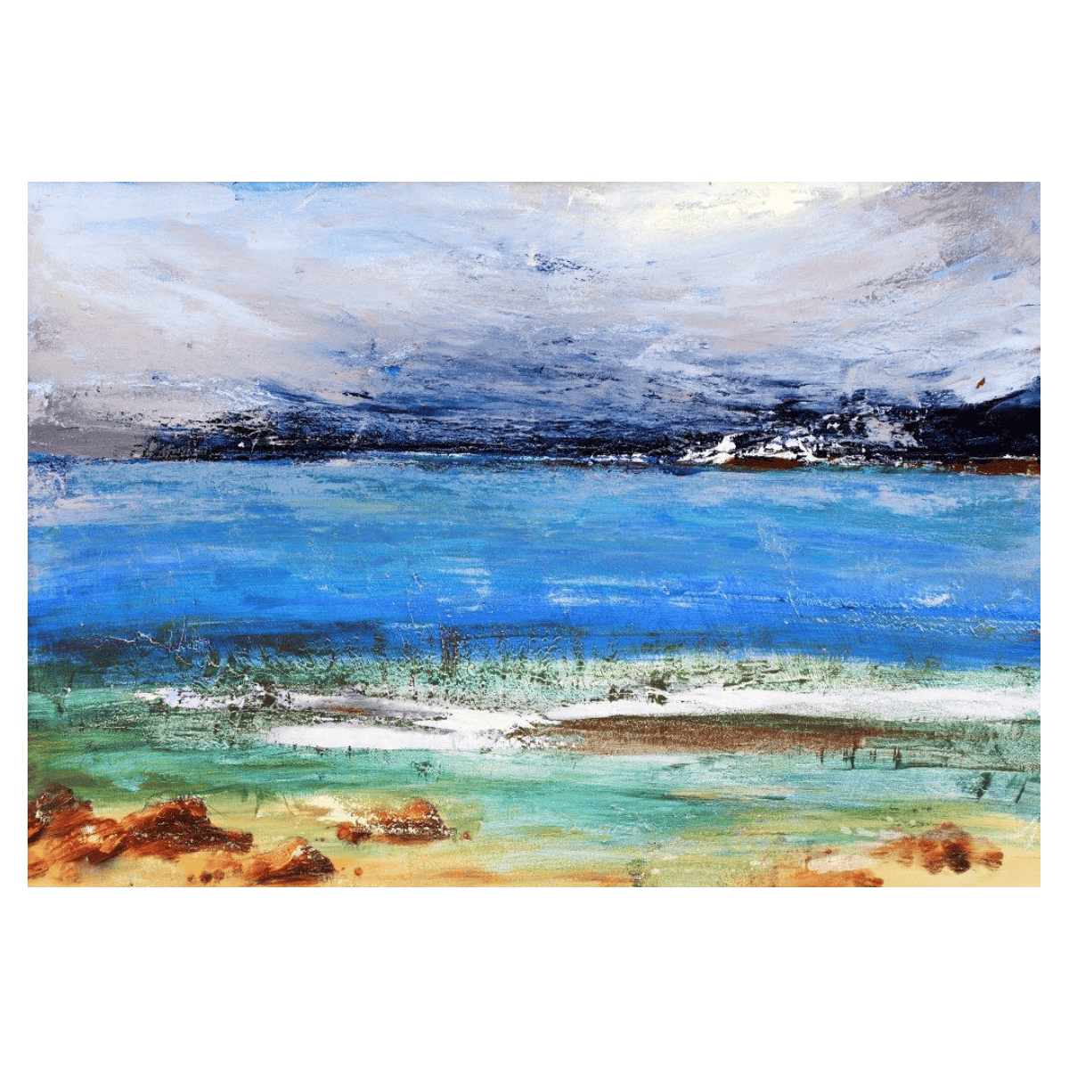 Abstract Beach Yağlı Boya Dokulu TabloYağlı Boya Dokulu Manzara TablolarıTablolife