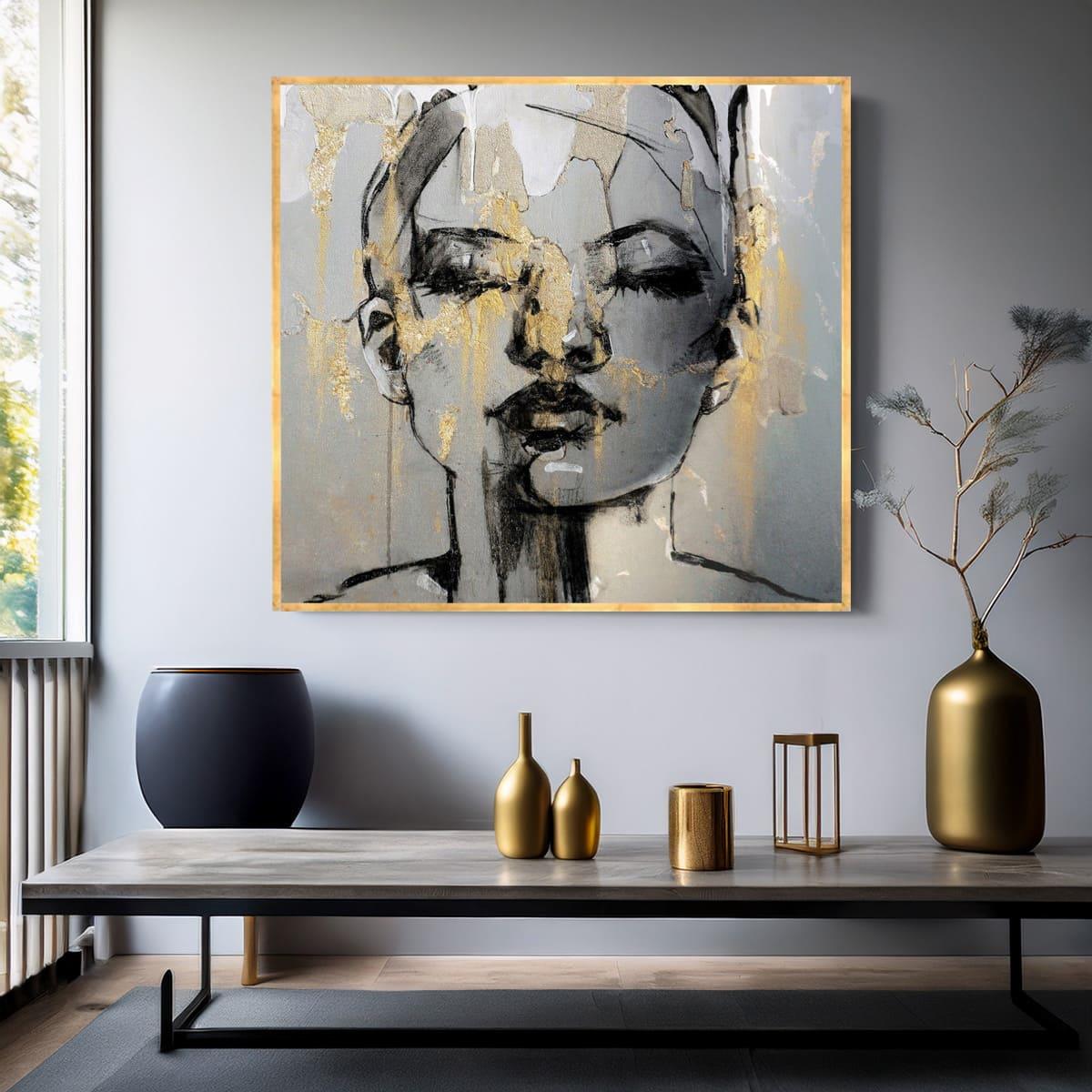 Abstract Face Yağlı Boya Dokulu TabloYağlı Boya Dokulu Kadın Temalı TablolarTablolife