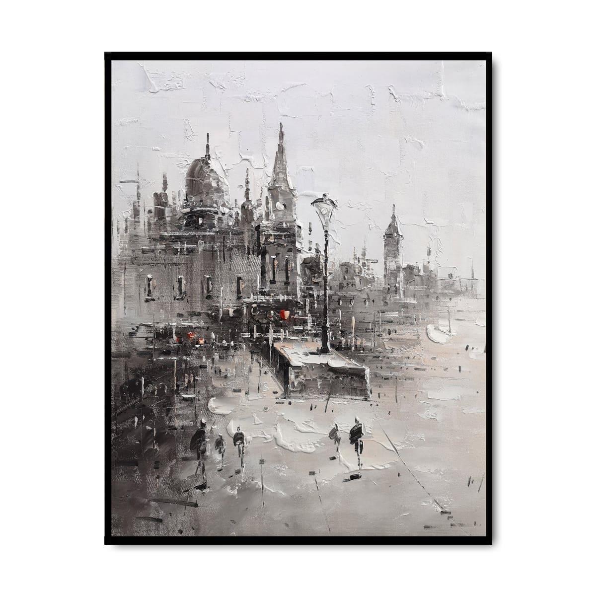 Abstract Gray City Yağlı Boya Dokulu TabloYağlı Boya Dokulu Soyut TablolarTablolife