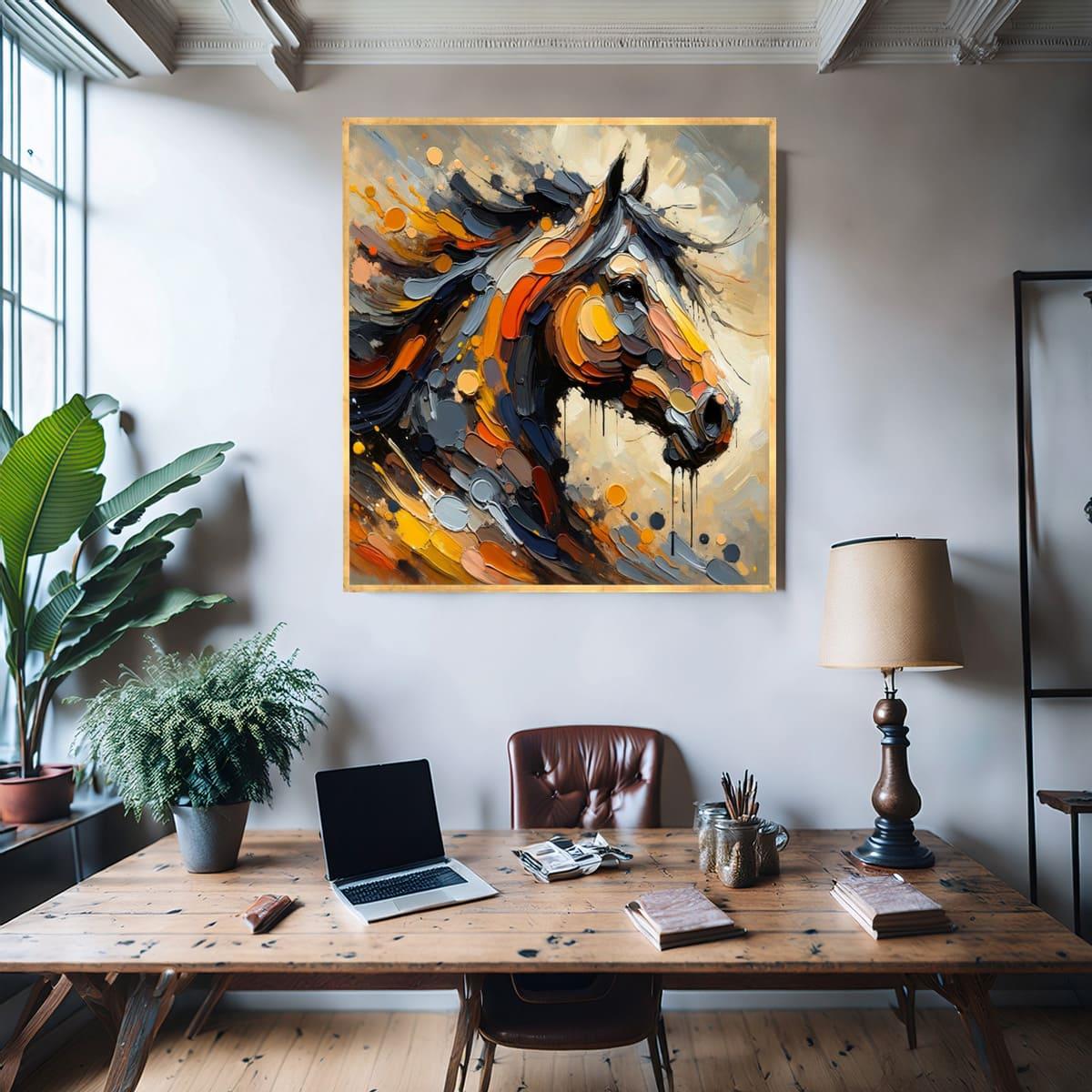 Abstract Horse 3D Yoğun Yağlı Boya Dokulu Tablo3D Yoğun Yağlı Boya TablolarTablolife