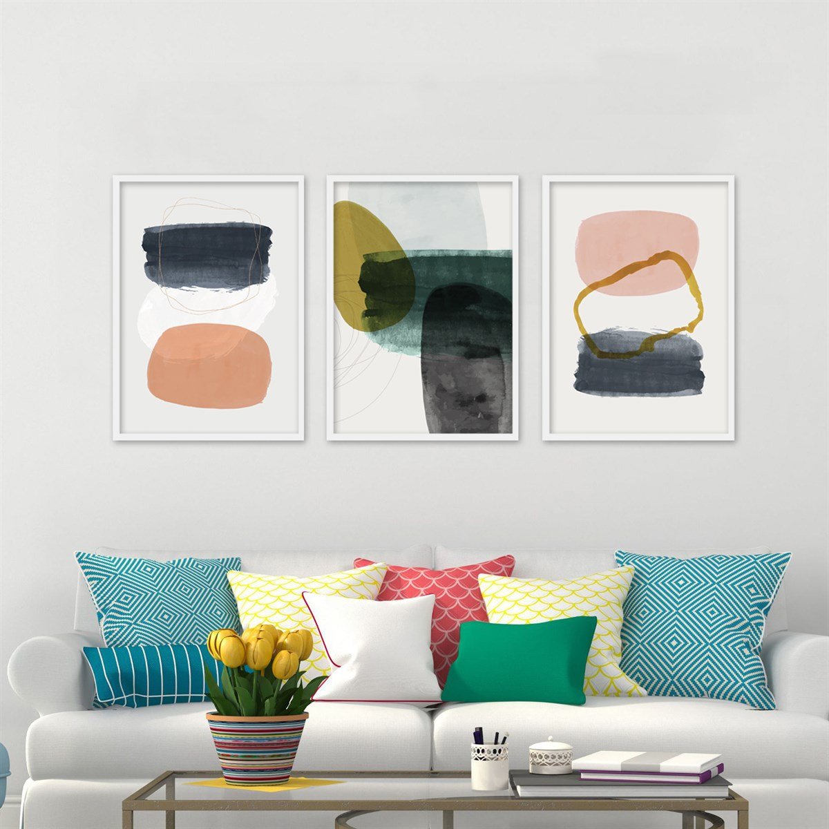 Abstract Rings Çerçeveli Poster SetiPosterlerTablolife.com