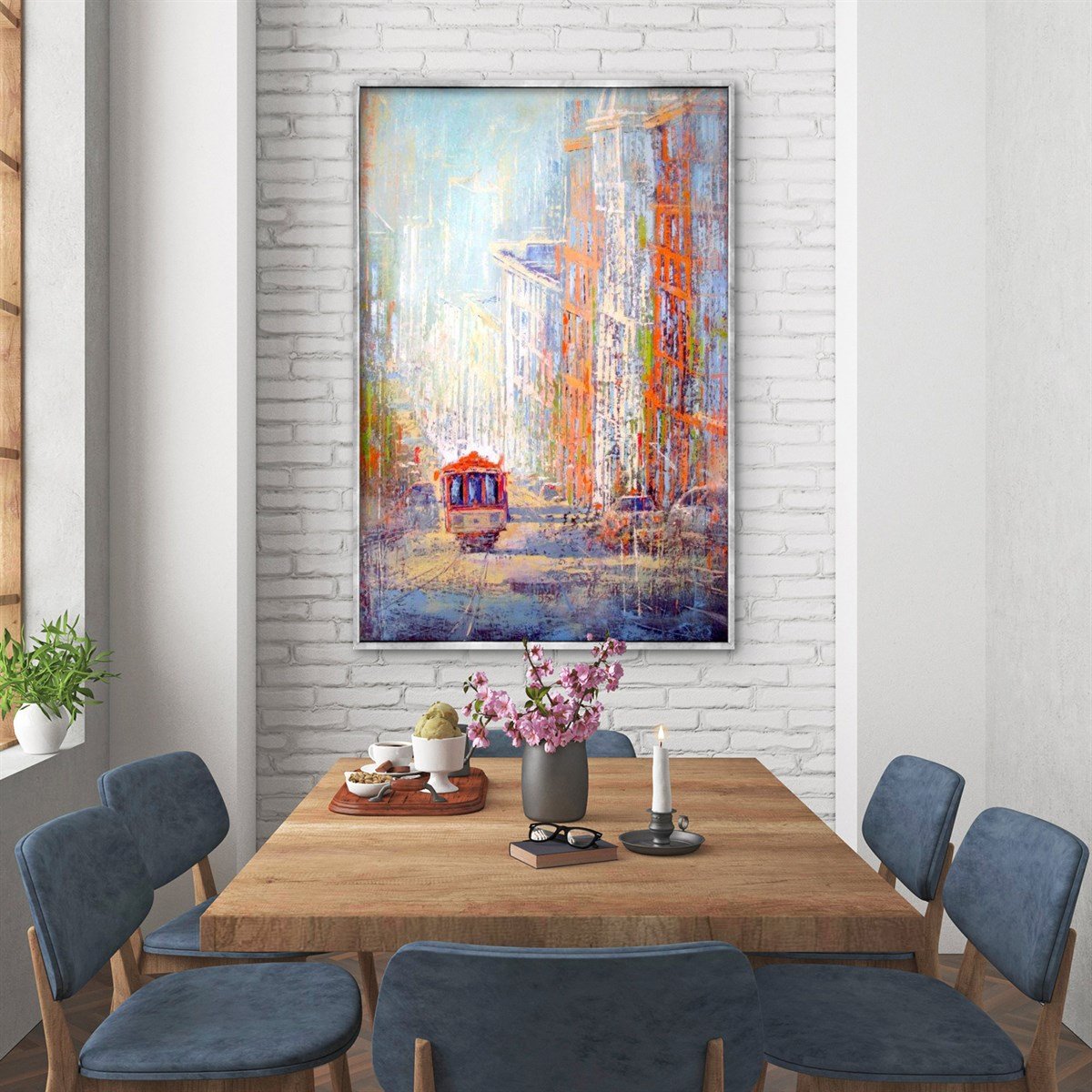 Abstract Streetcar - Yağlı Boya Dokulu Tablo