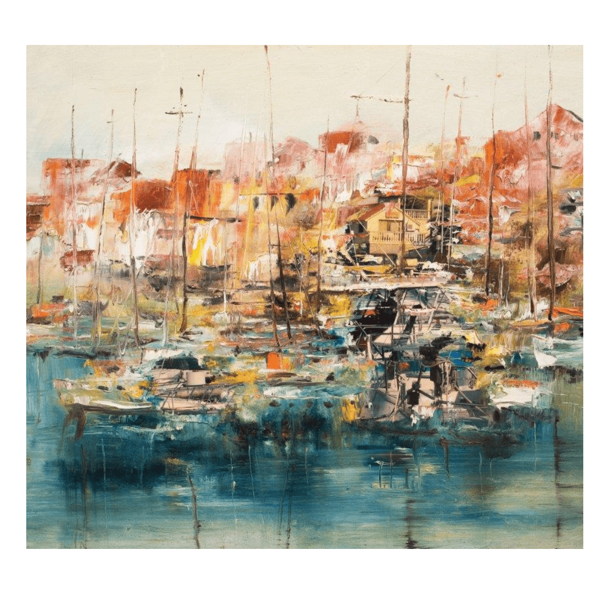 Abstract Town Shadow Yağlı Boya Dokulu TabloYağlı Boya Dokulu Şehir TablolarıTablolife