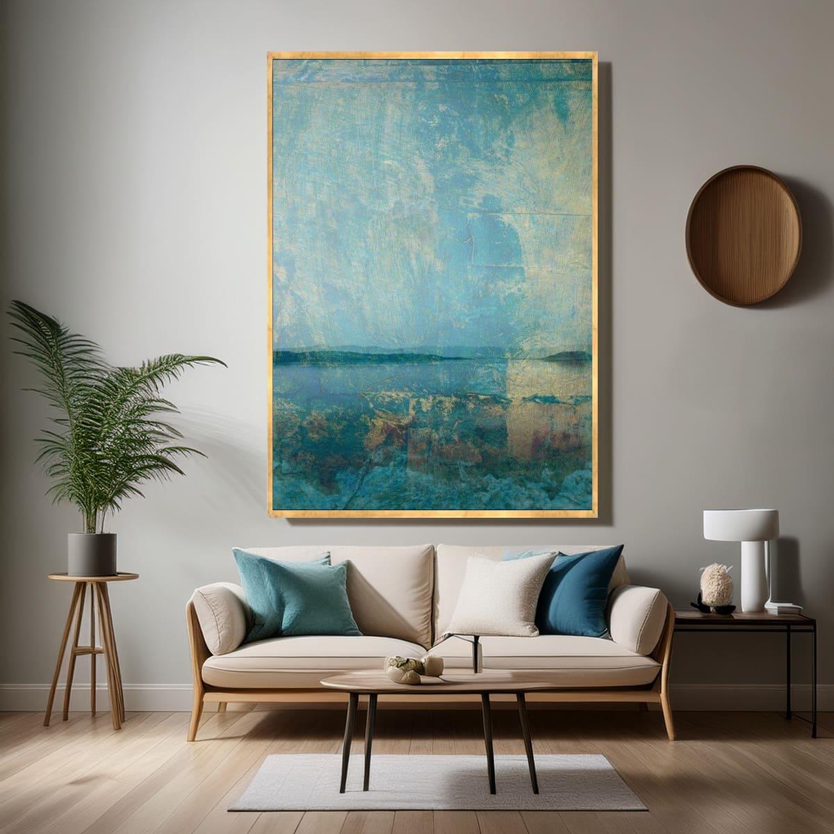 Abstract Turquoise Space Yağlı Boya Dokulu TabloYağlı Boya Dokulu Soyut TablolarTablolife