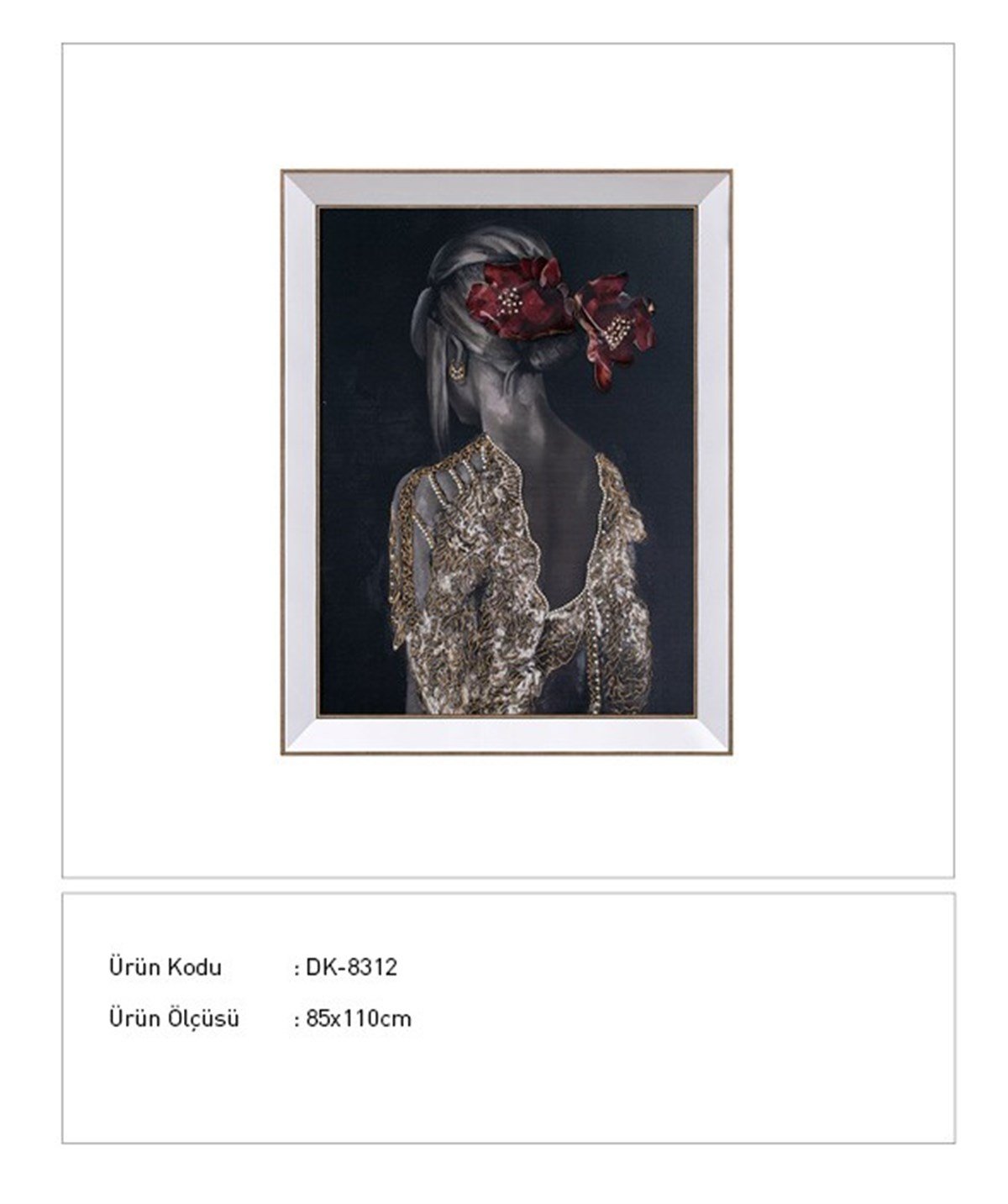 Afrikalı Kadın - Ayna Çerçeveli Kabartma Tablo