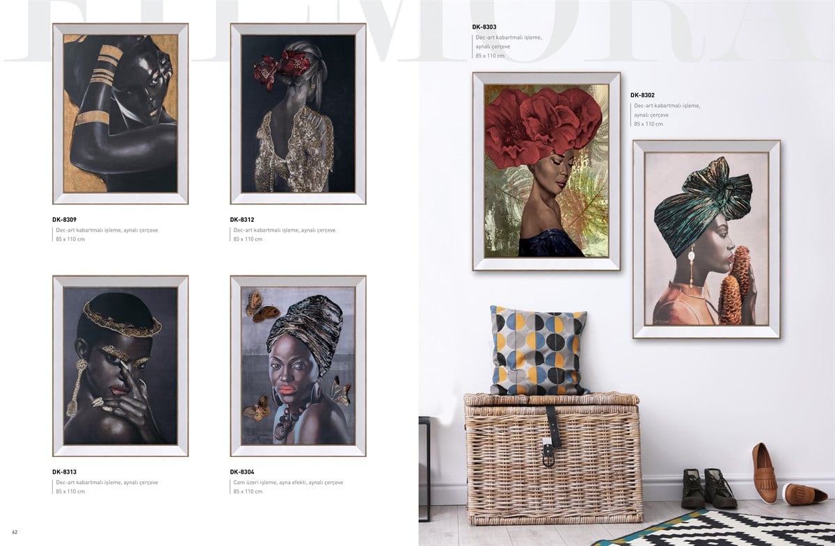 Afrikalı Kadın - Ayna Çerçeveli Kabartma Tablo