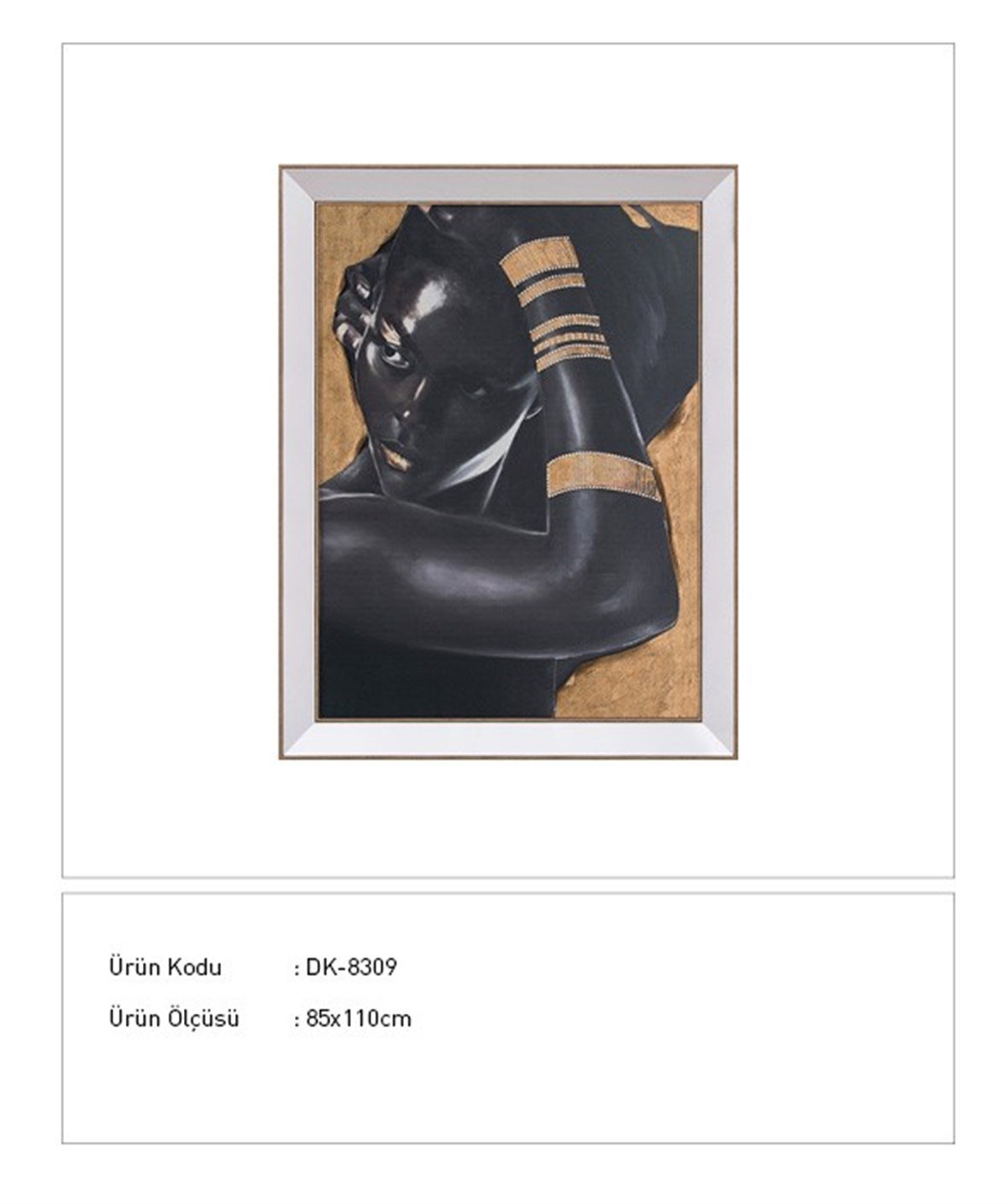 Afrikalı Kadın - Ayna Çerçeveli Kabartma Tablo