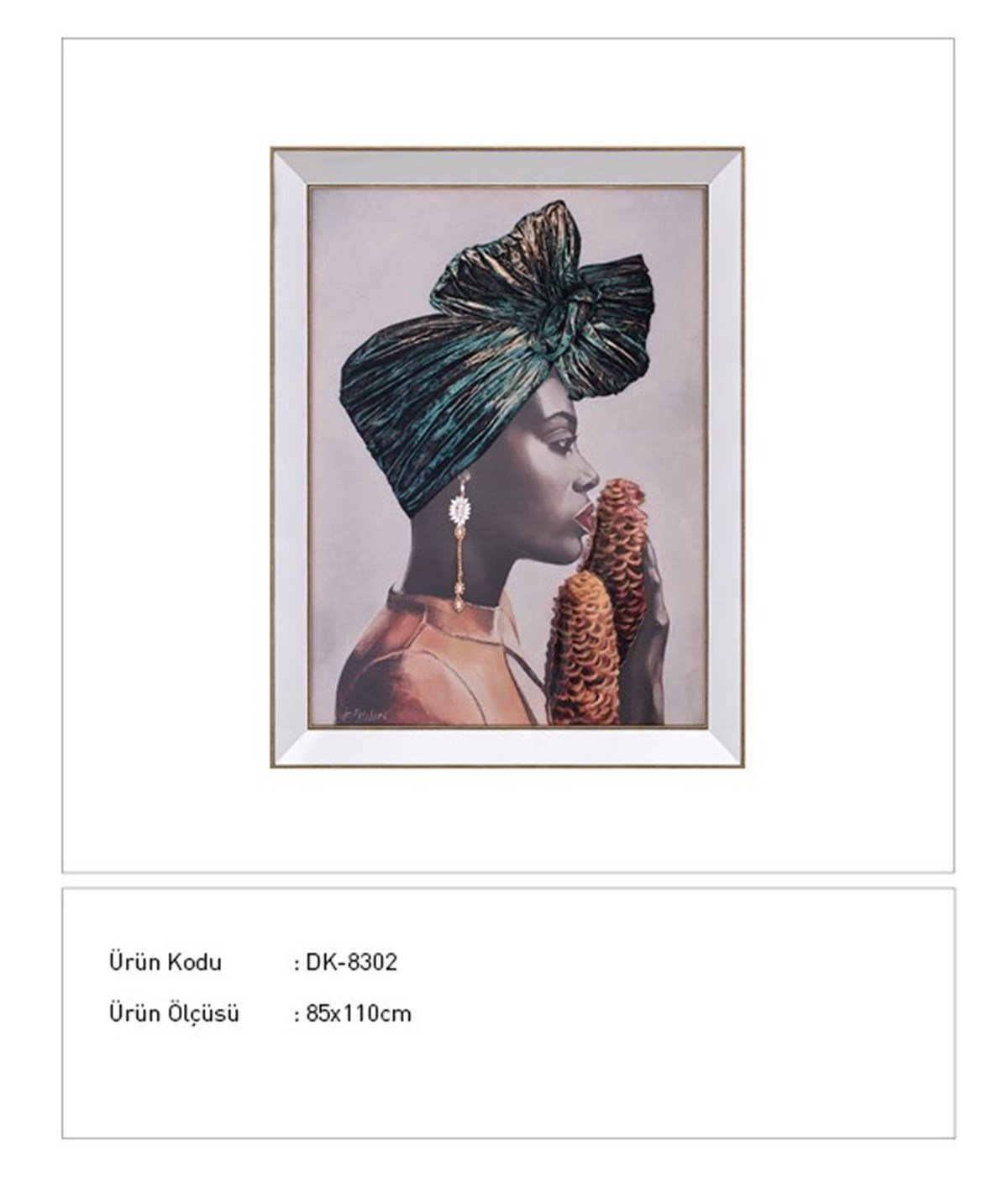 Afrikalı Kadın - Ayna Çerçeveli Kabartma Tablo