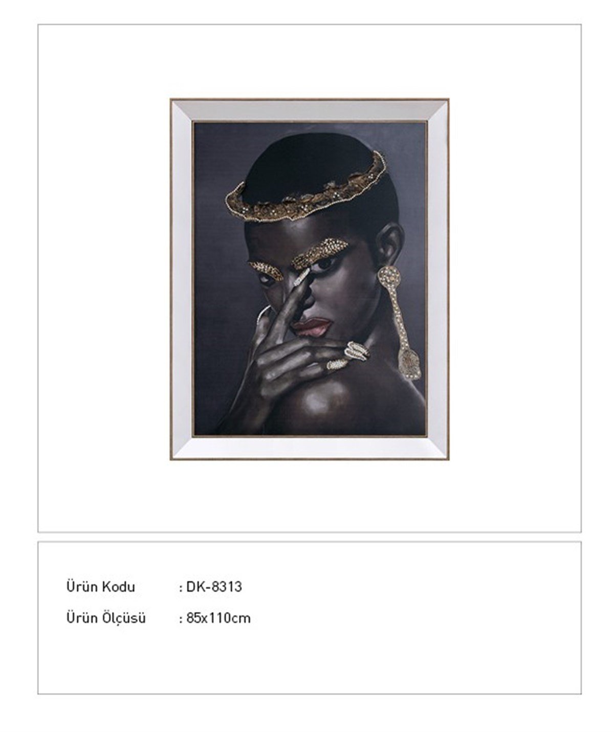 Afrikalı Kadın - Ayna Çerçeveli Kabartma Tablo