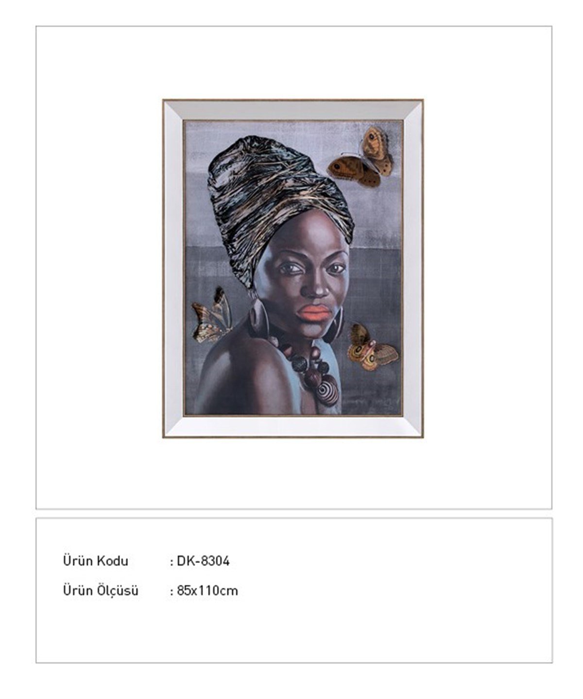 Afrikalı Kadın - Ayna Çerçeveli Kabartma Tablo