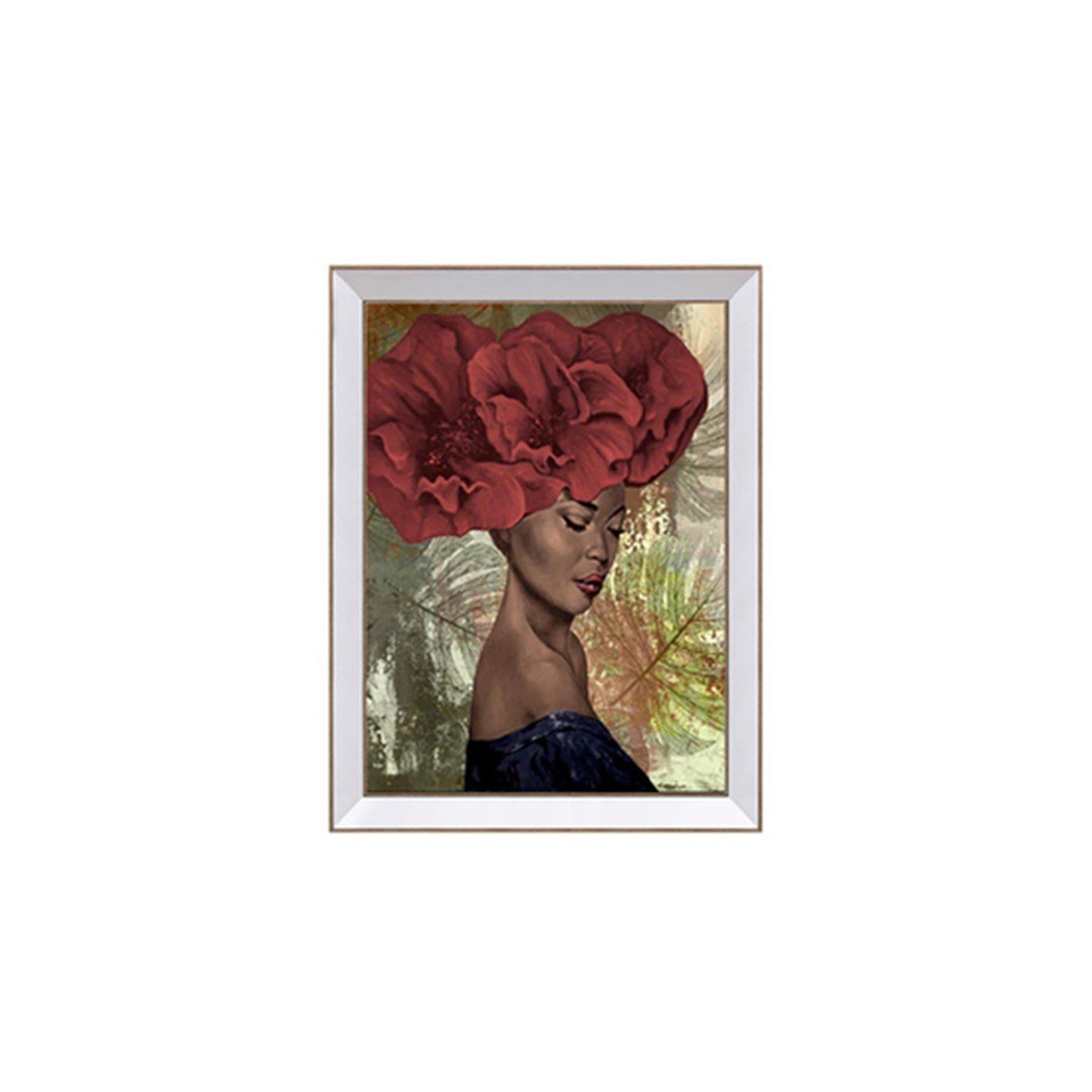 Afrikalı Kadın - Ayna Çerçeveli Kabartma Tablo