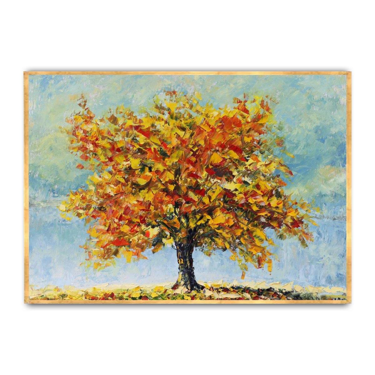 Ağaç Yağlı Boya Dokulu TabloYağlı Boya Dokulu Manzara TablolarıTablolife