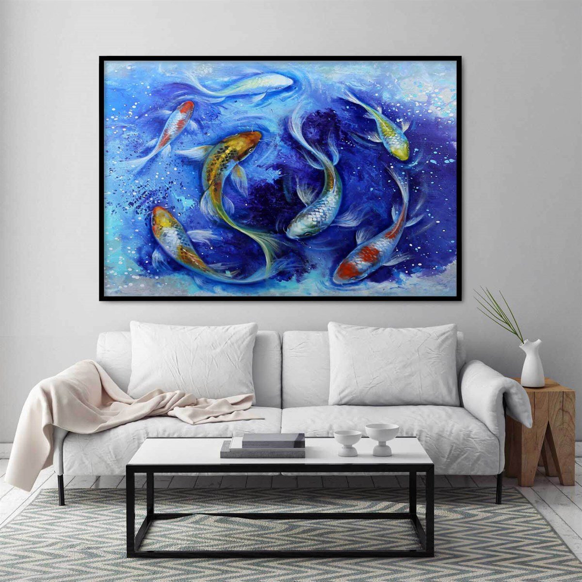 Akvaryum - Yağlı Boya Dokulu TabloYağlı Boya Dokulu Soyut TablolarTablolife.com