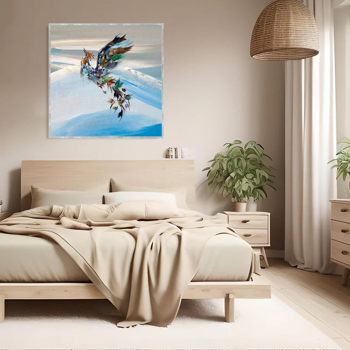 Anka Kuşu Yağlı Boya Dokulu TabloYağlı Boya Dokulu Soyut TablolarTablolife