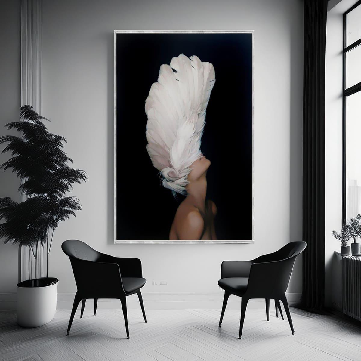 Bird Woman Yağlı Boya Dokulu TabloYağlı Boya Dokulu Kadın Temalı TablolarTablolife