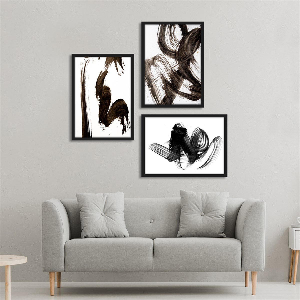 Black Brush Çerçeveli Poster SetiPosterlerTablolife.com