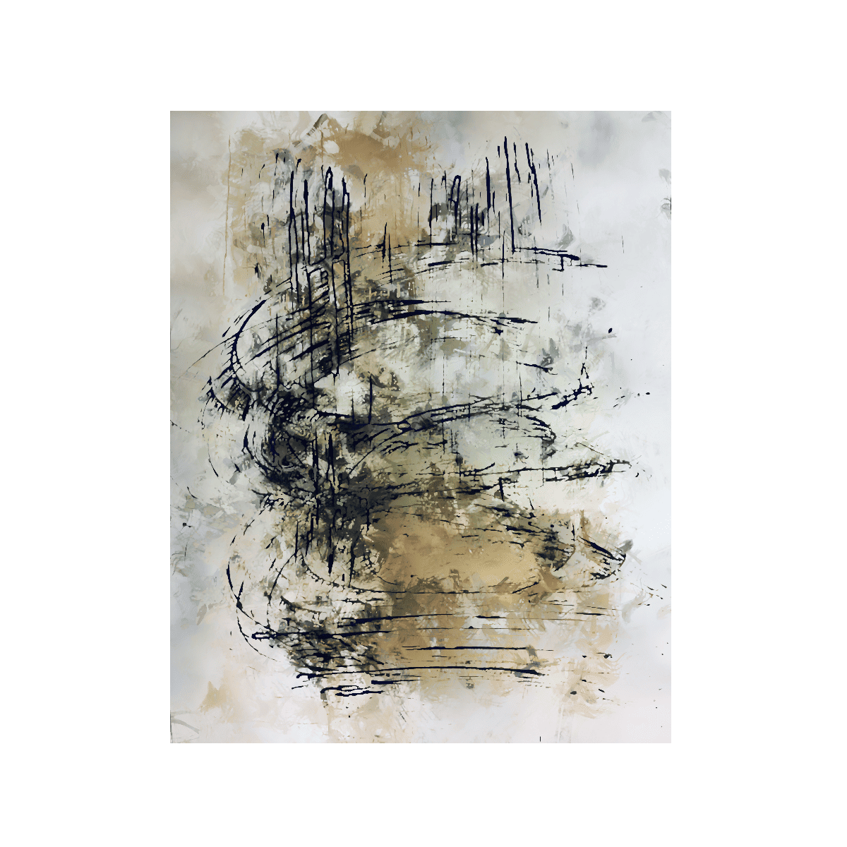 Black Lines Yağlı Boya Dokulu TabloYağlı Boya Dokulu Soyut TablolarTablolife