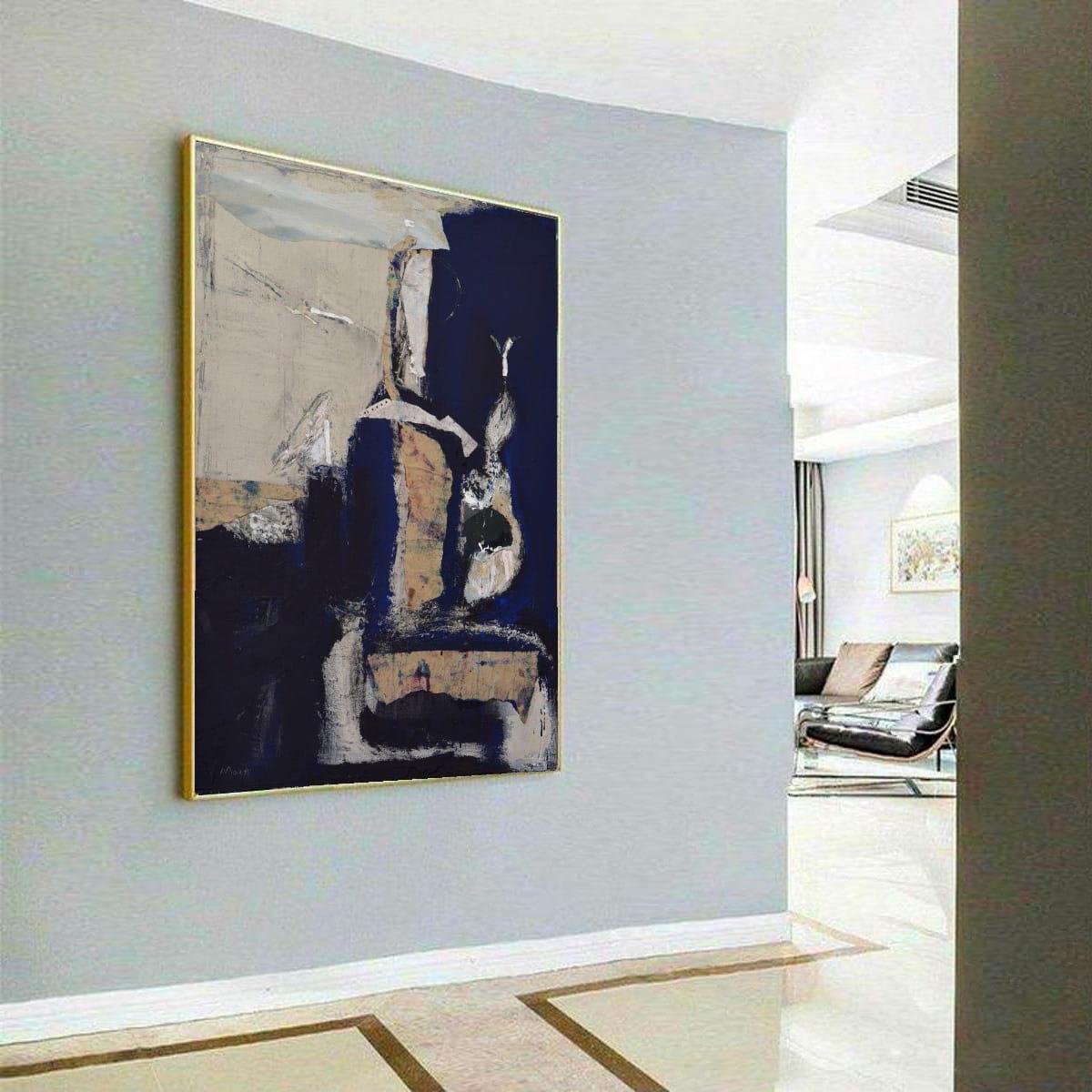 Bleu Marine Yağlı Boya Dokulu TabloYağlı Boya Dokulu Soyut TablolarTablolife.com