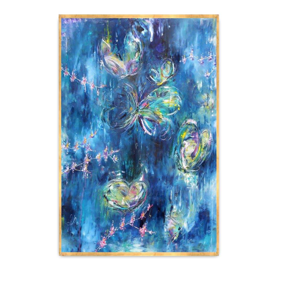 Blue Butterfly Yağlı Boya Dokulu TabloYağlı Boya Dokulu Soyut TablolarTablolife