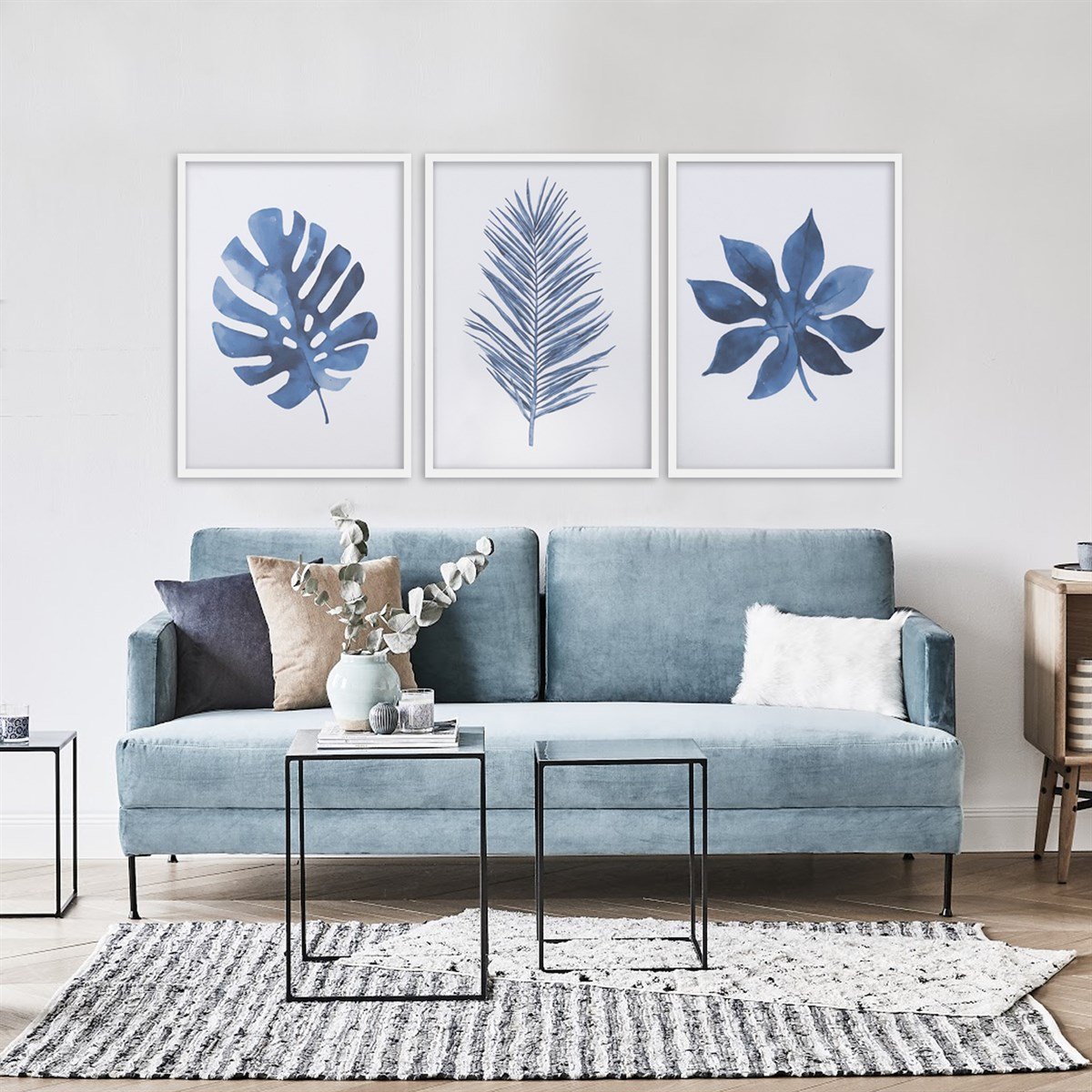 Blue Leaf 2 Çerçeveli Poster SetiPosterlerTablolife.com