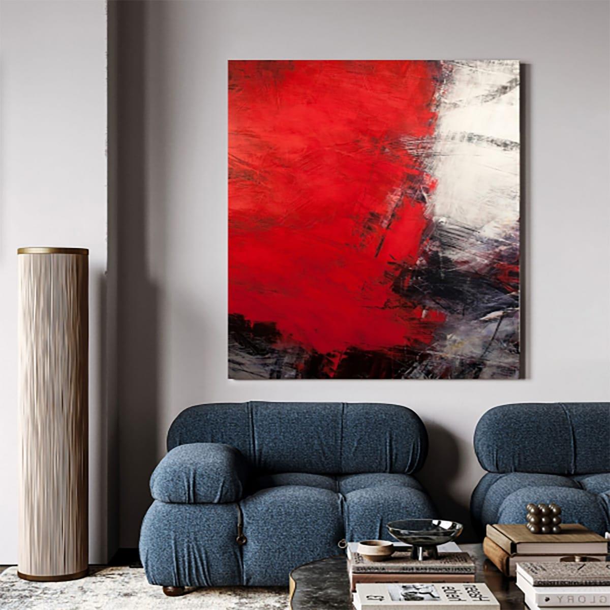 Blutrot Yağlı Boya Dokulu TabloYağlı Boya Dokulu Soyut TablolarTablolife.com