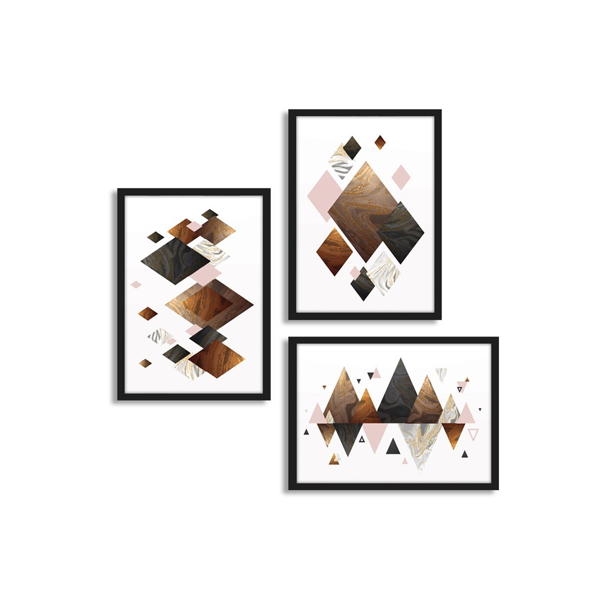 Brown Shapes Çerçeveli Poster SetiPosterlerTablolife.com