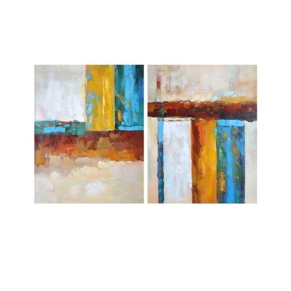 Catro Cores İkili Set Yağlı Boya Dokulu TabloYağlı Boya Dokulu Soyut TablolarTablolife.com