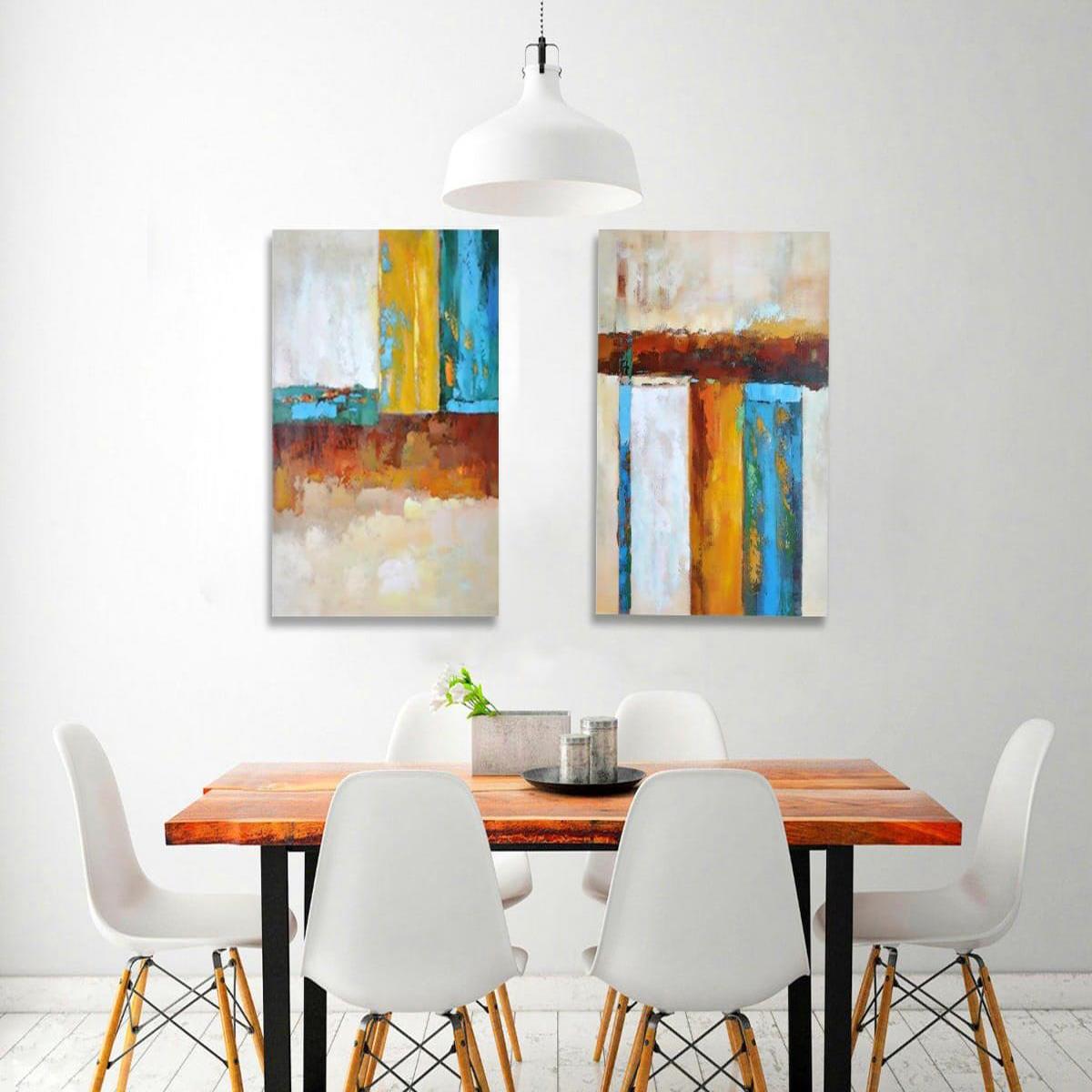 Catro Cores İkili Set Yağlı Boya Dokulu TabloYağlı Boya Dokulu Soyut TablolarTablolife.com