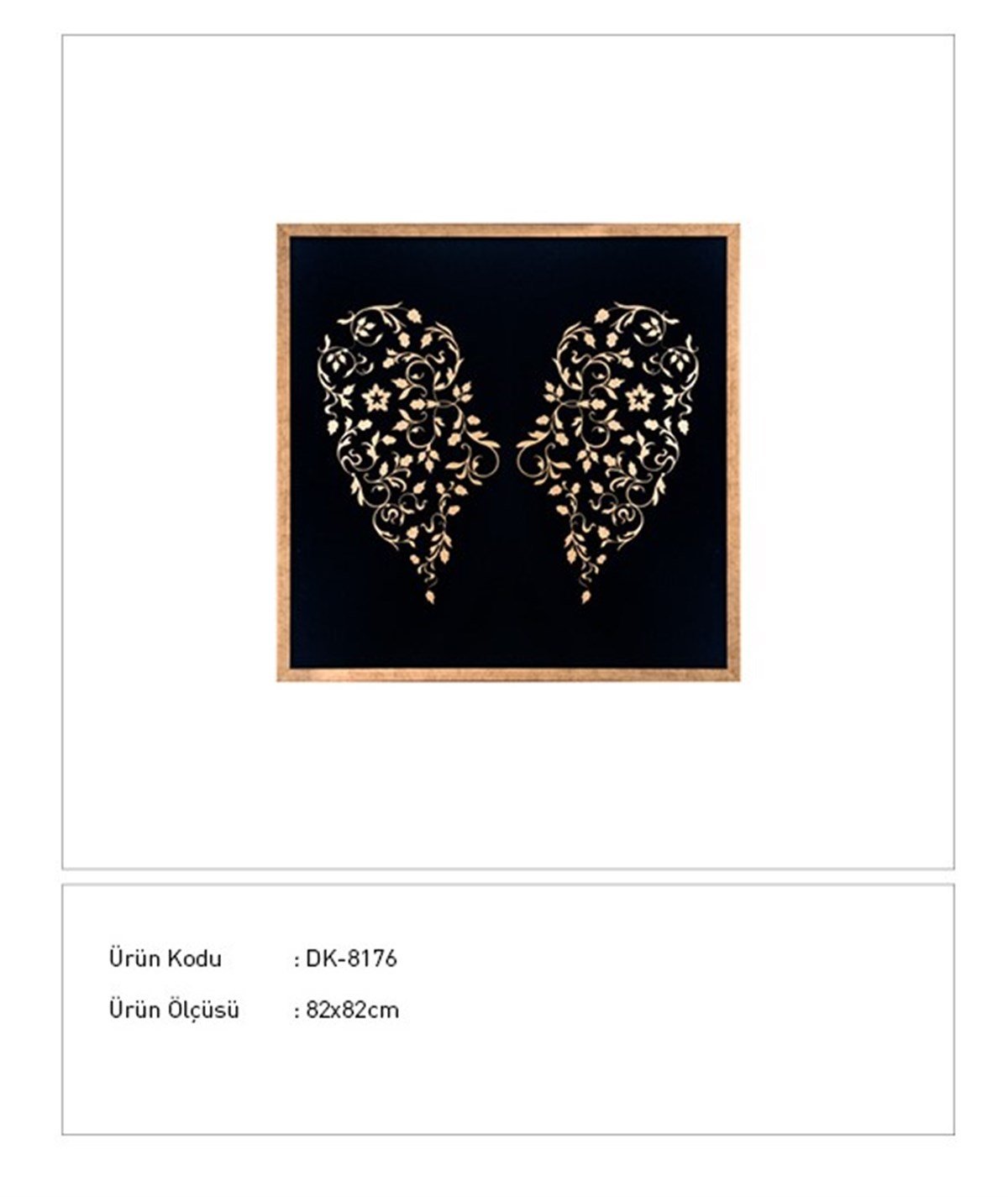 Çiçek Kanatlar - Cam Baskı Altın Varak İşleme Tablo