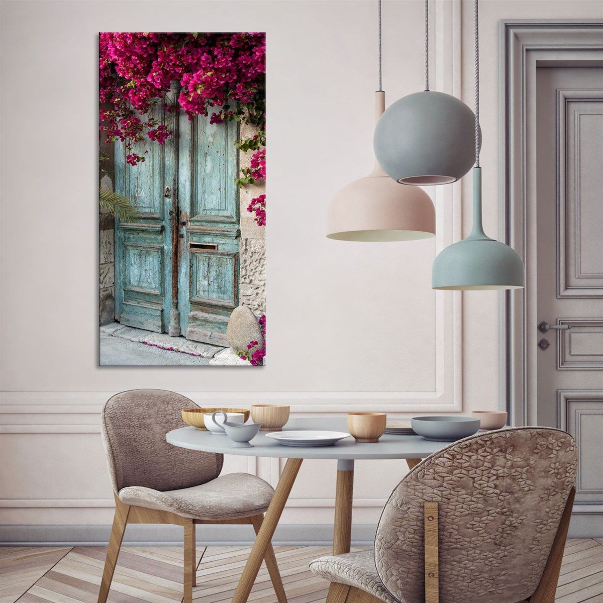 Çiçeklerle Bezeli Kapı Kanvas TabloObjeTablolife.com