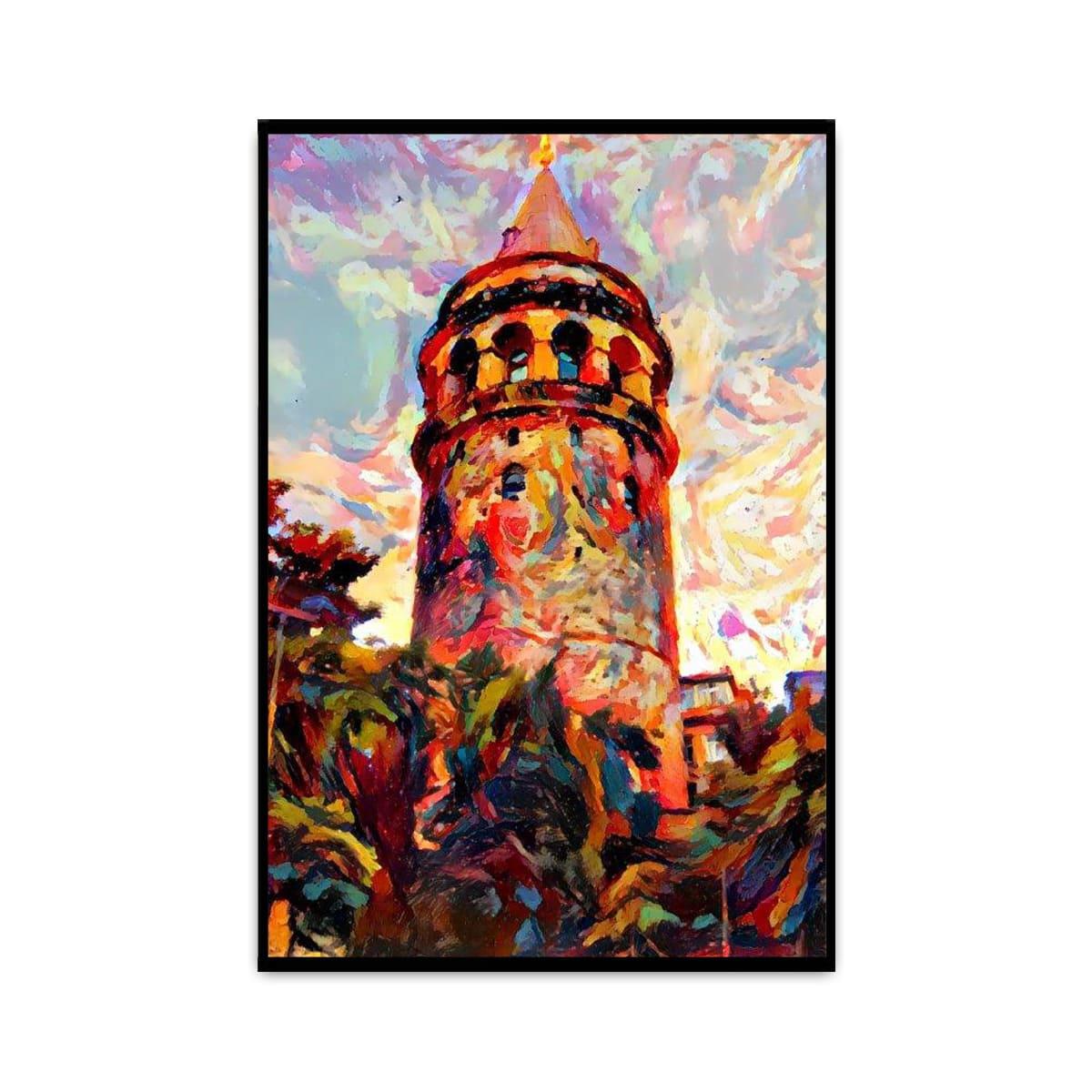 Colorful Galata Yağlı Boya Dokulu TabloYağlı Boya Dokulu Soyut TablolarTablolife