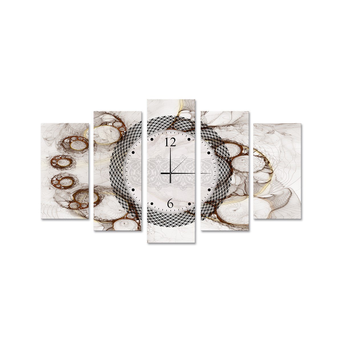 Dalgalar Saatli 5 Parçalı Kanvas TabloParçalı KanvasTablolife.com