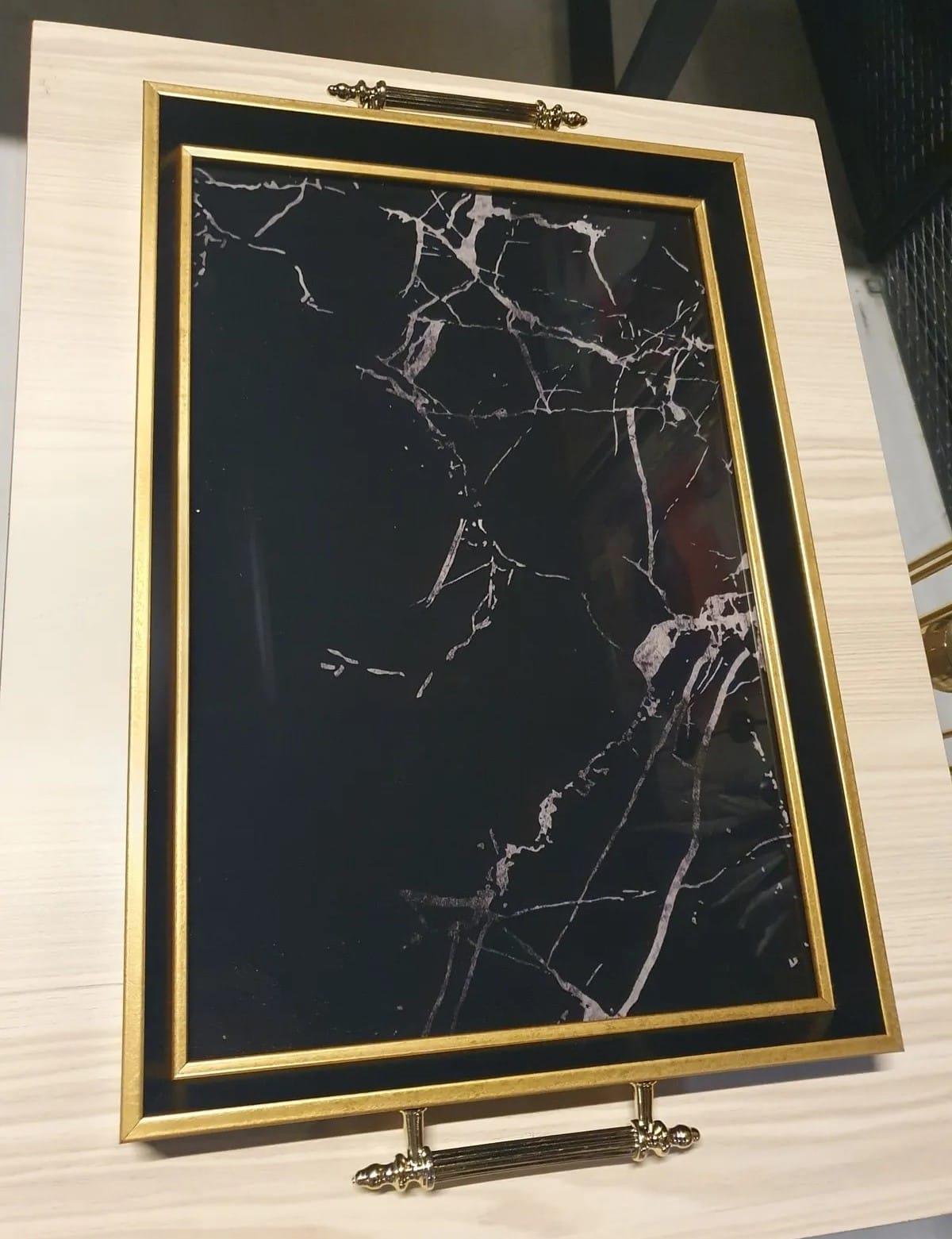 Dekoratif Lüks Sunum Tepsisi GoldTepsilerTablolife.com