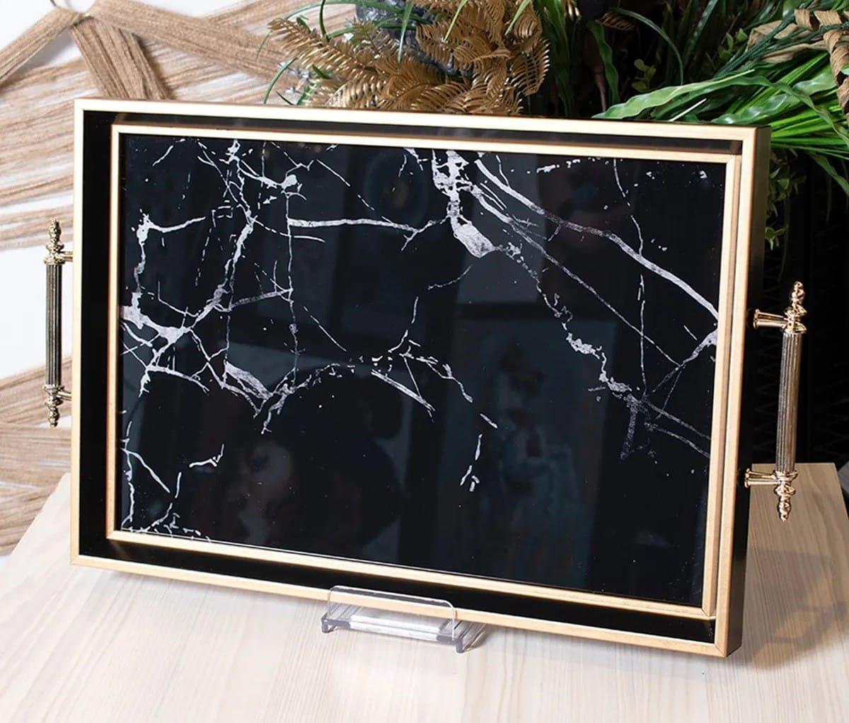 Dekoratif Lüks Sunum Tepsisi GoldTepsilerTablolife.com