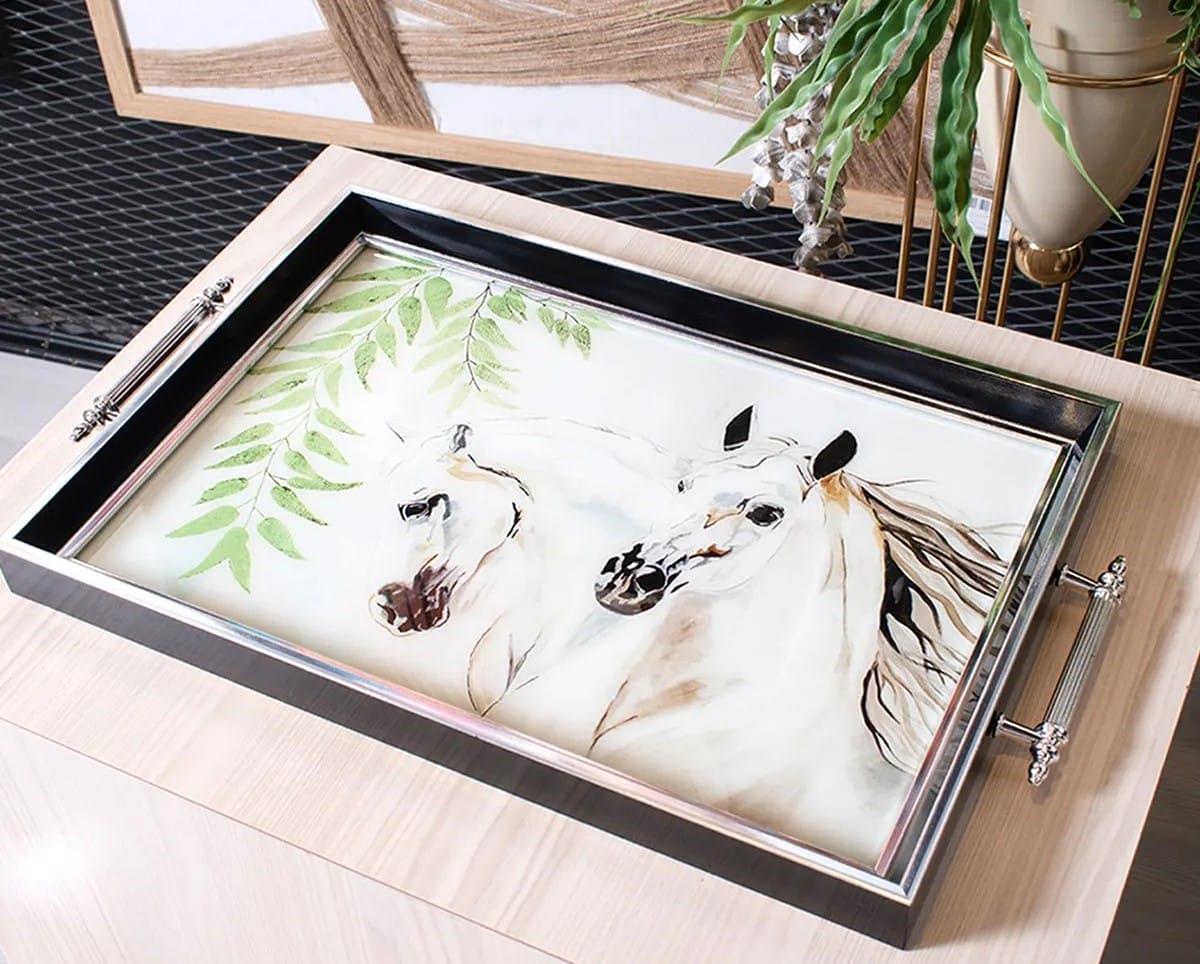 Dekoratif Lux Sunum Çay Söz Nişan TepsisiTepsilerTablolife.com