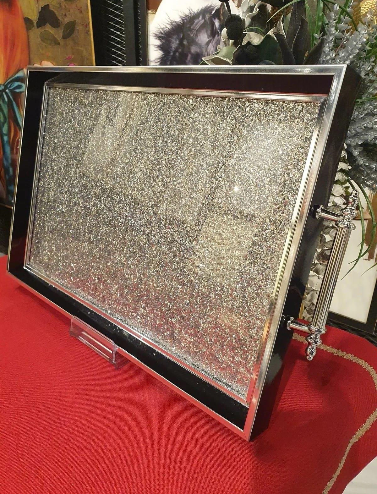 Dekoratif Sim Taşlı Lüx Nişan Söz Çay TepsisiTepsilerTablolife.com