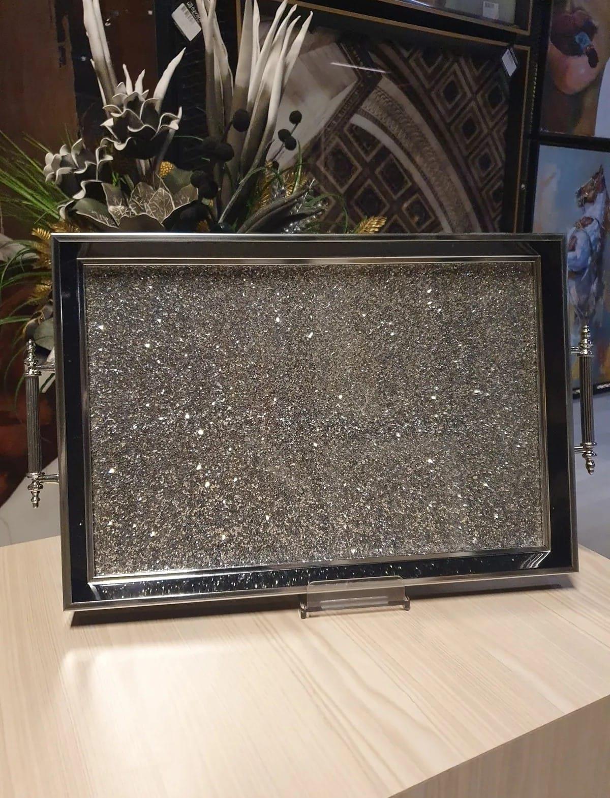 Dekoratif Sim Taşlı Lüx Nişan Söz Çay TepsisiTepsilerTablolife.com