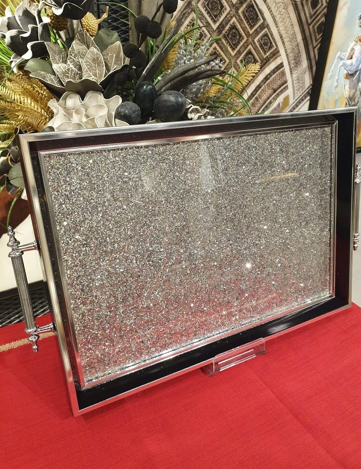 Dekoratif Sim Taşlı Lüx Nişan Söz Çay TepsisiTepsilerTablolife.com