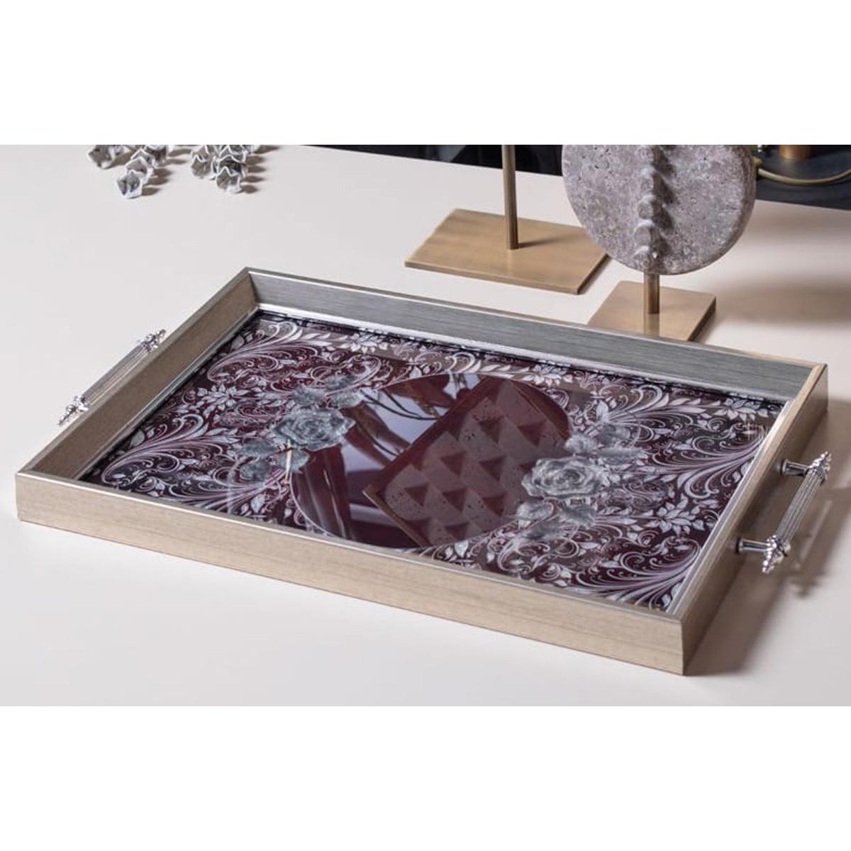 Dekoratif Sunum Tepsisi BordoTepsilerTablolife.com