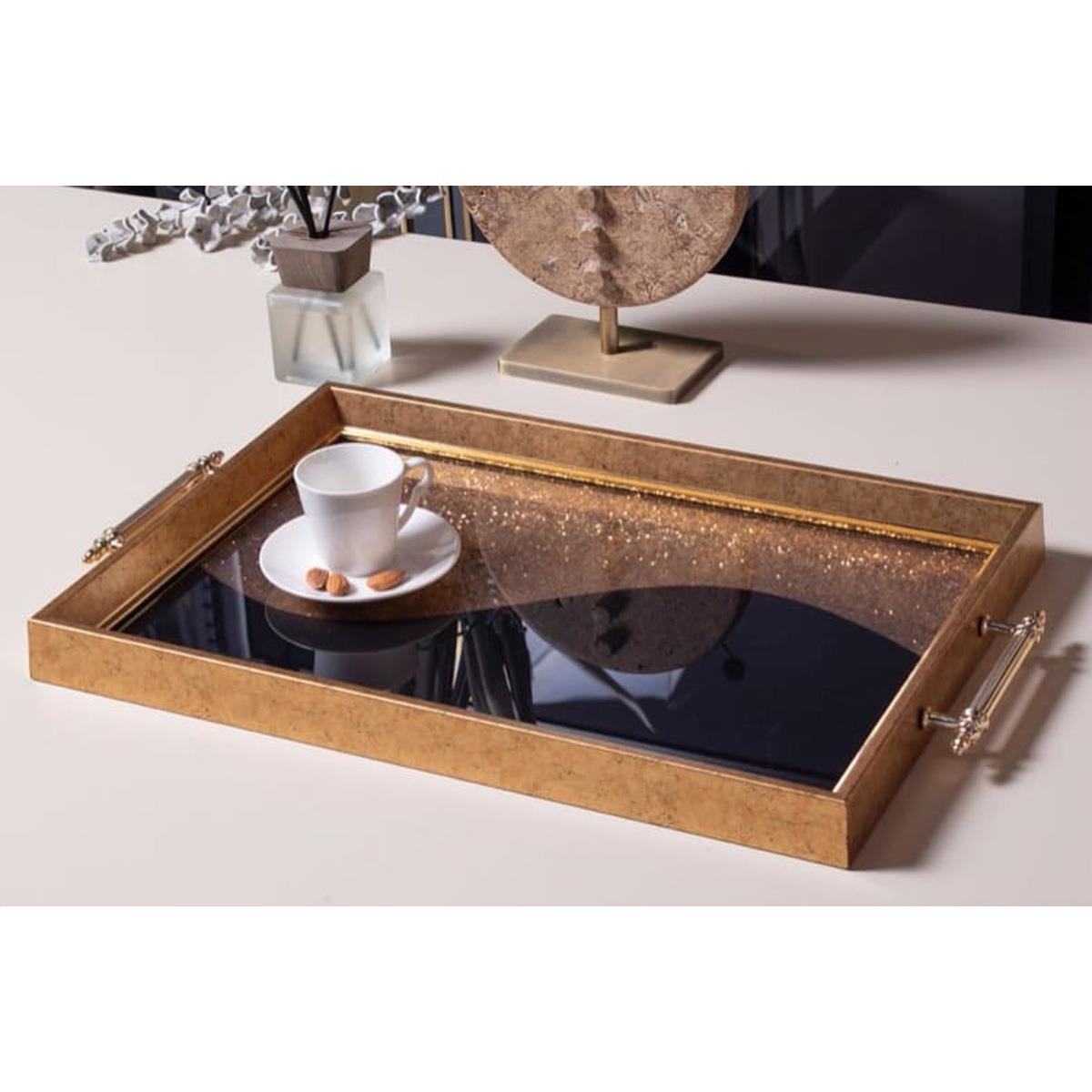 Dekoratif Sunum Tepsisi Gold SimliTepsilerTablolife.com