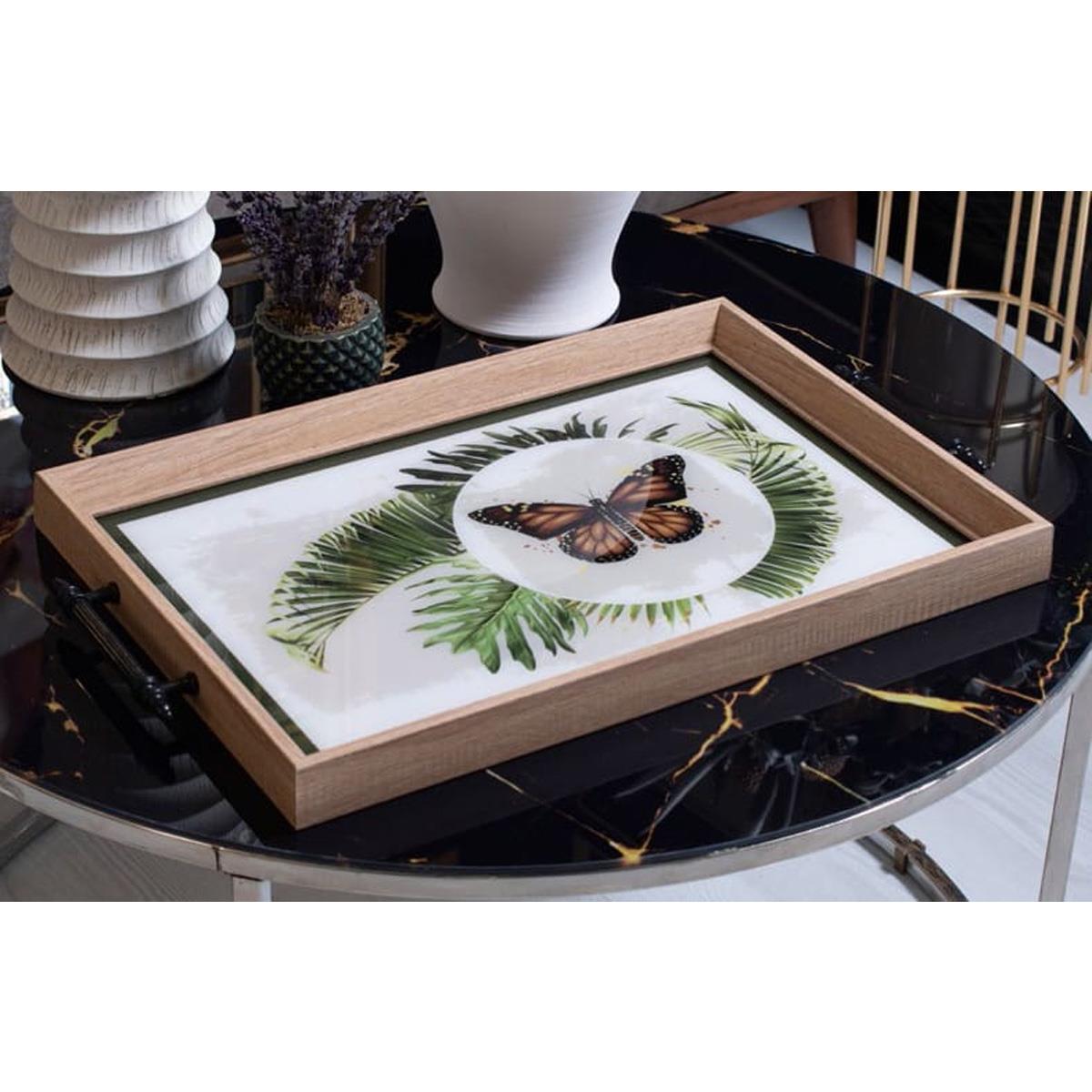 Dekoratif Sunum Tepsisi Kelebek FigürlüTepsilerTablolife.com