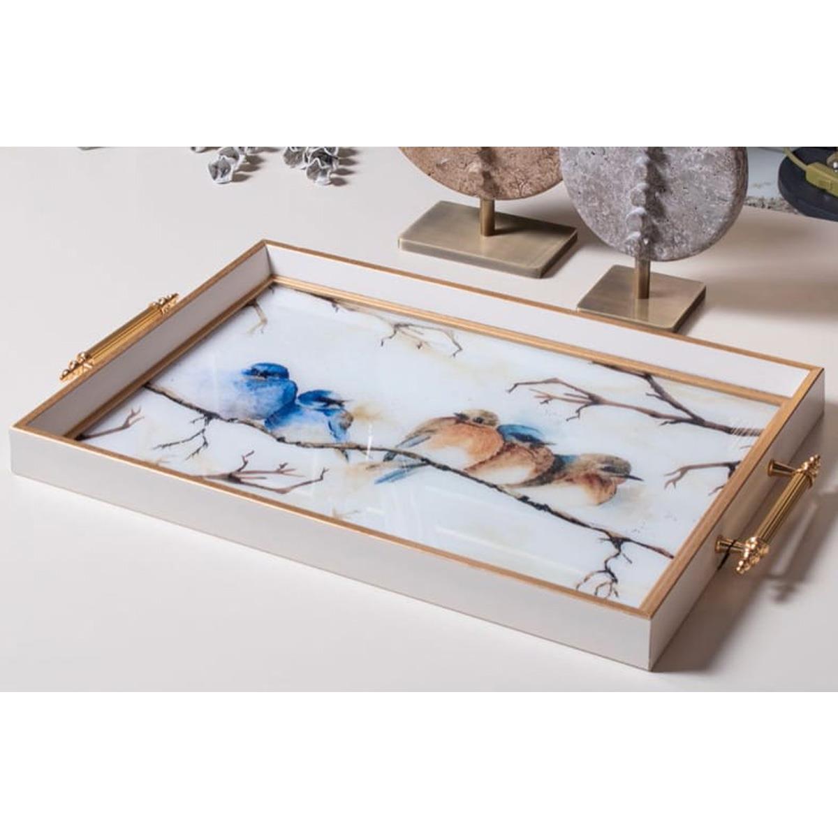 Dekoratif Sunum Tepsisi Kuş FigürlüTepsilerTablolife.com