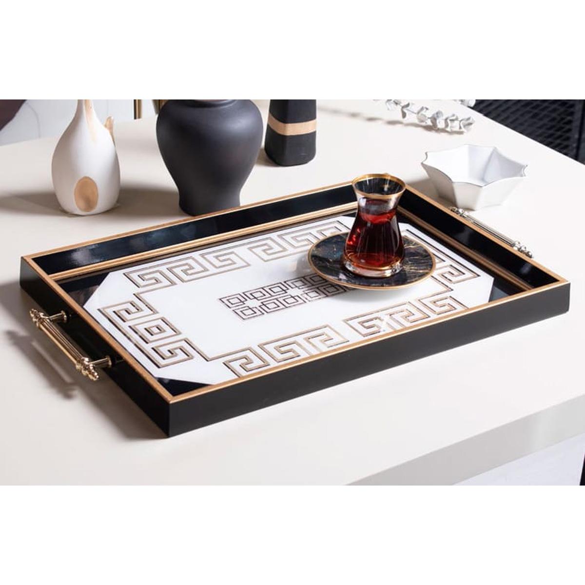 Dekoratif Sunum Tepsisi Siyah BeyazTepsilerTablolife.com