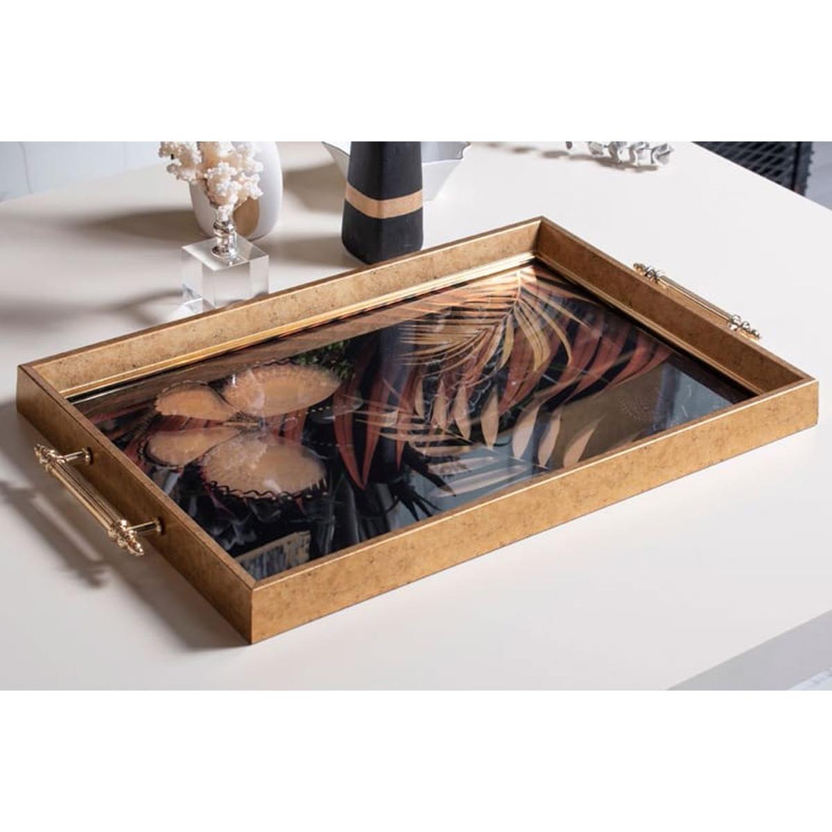 Dekoratif Sunum Tepsisi Yaprak MotifliTepsilerTablolife.com